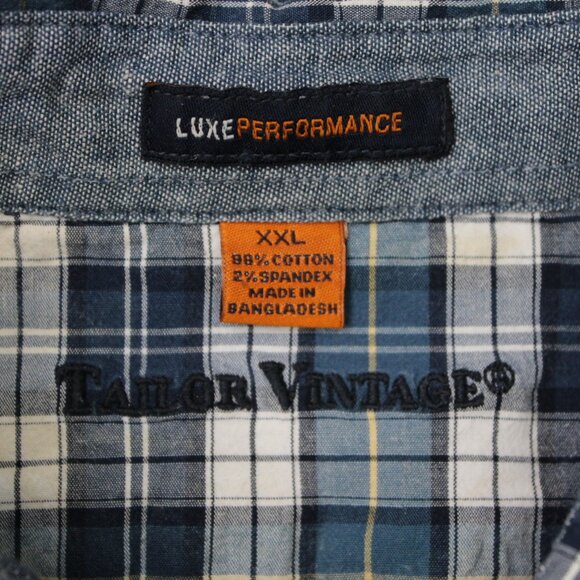 Tailor Vintage Shirt Mens 2XL XXL Blue Luxe Performance Cotton Stretch L/S - Picture 8 of 14